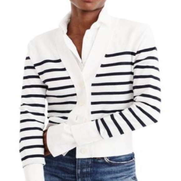 J. Crew Lightweight Striped Crop Cardigan - Picture 2 of 6
